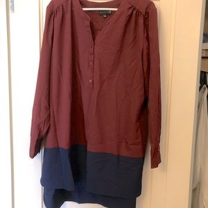 Ryan Wythe maroon and blue blouse. Women’s 22